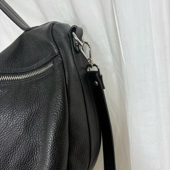 Gianni Notaro Black Pebbled Leather Crescent Bag‎ Handle Crossbody Bag - Picture 4 of 13